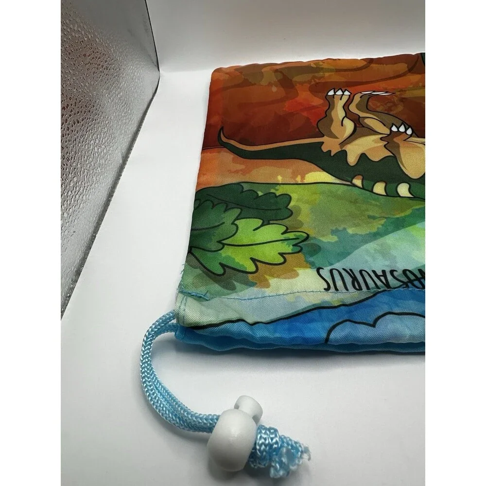 Tyrannosaurus Dinosaur Drawstring Bag – Blue Watercolor T-Rex Design